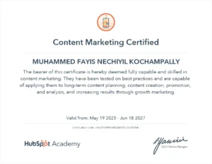 Hubspot content marketing certificate